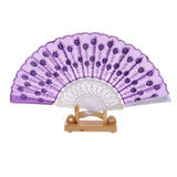 Maxbell Wedding Party Gift Handmade Spanish Flower Pattern Folding Lace Hand Fan