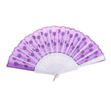 Maxbell Wedding Party Gift Handmade Spanish Flower Pattern Folding Lace Hand Fan
