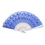 Maxbell Wedding Spanish Style Dance Party Lace Silk Folding Hand Held Flower Fan Sapphire