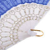 Maxbell Wedding Spanish Style Dance Party Lace Silk Folding Hand Held Flower Fan Sapphire