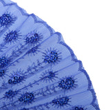 Maxbell Wedding Spanish Style Dance Party Lace Silk Folding Hand Held Flower Fan Sapphire
