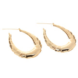 Maxbell 1 Pair Chunky Large Bamboo Earring Hoop Hip Hop Gold Round Circle Earring