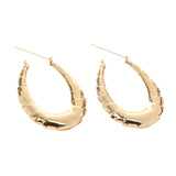 Maxbell 1 Pair Chunky Large Bamboo Earring Hoop Hip Hop Gold Round Circle Earring