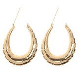 Maxbell 1 Pair Chunky Large Bamboo Earring Hoop Hip Hop Gold Round Circle Earring