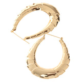 Maxbell 1 Pair Chunky Large Bamboo Earring Hoop Hip Hop Gold Round Circle Earring