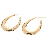 Maxbell 1 Pair Chunky Large Bamboo Earring Hoop Hip Hop Gold Round Circle Earring