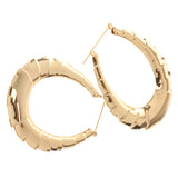 Maxbell 1 Pair Chunky Large Bamboo Earring Hoop Hip Hop Gold Round Circle Earring