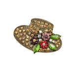 Maxbell Hat Crystal Rhinestone Brooch Vintage Retro Flower Pins Brooches for Women