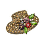 Maxbell Hat Crystal Rhinestone Brooch Vintage Retro Flower Pins Brooches for Women
