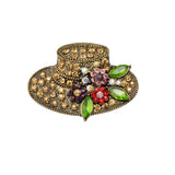 Maxbell Hat Crystal Rhinestone Brooch Vintage Retro Flower Pins Brooches for Women