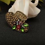 Maxbell Hat Crystal Rhinestone Brooch Vintage Retro Flower Pins Brooches for Women