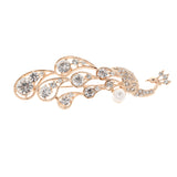 Maxbell Party Jewelry Crystal Rhinestone Peacock Brooch Pin Elegant Dress Pin Rose Gold