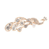 Maxbell Party Jewelry Crystal Rhinestone Peacock Brooch Pin Elegant Dress Pin Rose Gold