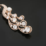 Maxbell Party Jewelry Crystal Rhinestone Peacock Brooch Pin Elegant Dress Pin Rose Gold