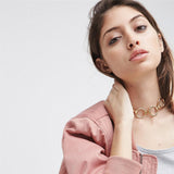 Maxbell Fashion Women Punk Style Geometry Round Circle Collar Choker Necklace Gold