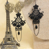 Maxbell Women Gothic Victorian Black Lace Tassel Dangle Charms Hook Earrings Jewelry