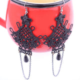 Maxbell Women Gothic Victorian Black Lace Tassel Dangle Charms Hook Earrings Jewelry