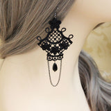 Maxbell Women Gothic Victorian Black Lace Tassel Dangle Charms Hook Earrings Jewelry