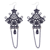 Maxbell Women Gothic Victorian Black Lace Tassel Dangle Charms Hook Earrings Jewelry