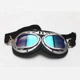 Maxbell Half Helmet Ggoggles , Motorcycle Goggles Black Soft Padded Silver Frame with Driving Mirrored Lens Multicolor