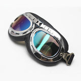 Maxbell Half Helmet Ggoggles , Motorcycle Goggles Black Soft Padded Silver Frame with Driving Mirrored Lens Multicolor