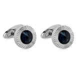 Maxbell Mens Fashion Suit Cuff Links Copper Blue Rhinestone Crystal Round Cufflinks