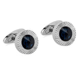 Maxbell Mens Fashion Suit Cuff Links Copper Blue Rhinestone Crystal Round Cufflinks