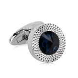Maxbell Mens Fashion Suit Cuff Links Copper Blue Rhinestone Crystal Round Cufflinks