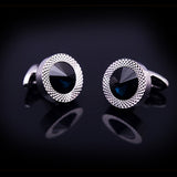 Maxbell Mens Fashion Suit Cuff Links Copper Blue Rhinestone Crystal Round Cufflinks