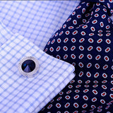 Maxbell Mens Fashion Suit Cuff Links Copper Blue Rhinestone Crystal Round Cufflinks