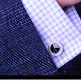 Maxbell Mens Fashion Suit Cuff Links Copper Blue Rhinestone Crystal Round Cufflinks