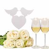 Maxbell 50pcs Romantic Place Name Cards White Bird Heart Shape Cup Wedding Party Table Decoration