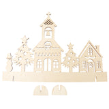 Maxbell Wooden Christmas House Snowman Tree XmasTable Decor