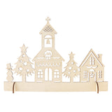 Maxbell Wooden Christmas House Snowman Tree XmasTable Decor