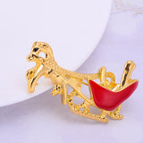 Maxbell Gold Christmas Cart Shape Women Jewelry Clothing Suit Accessory Brooch Pin