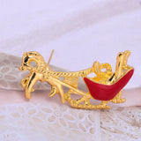 Maxbell Gold Christmas Cart Shape Women Jewelry Clothing Suit Accessory Brooch Pin