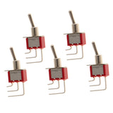 Maxbell 5pcs Red On/On Mini Toggle Switch 3 PIN SPDT Right Angle Length 39mm
