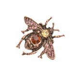 Maxbell Vintage Red Bronze Plated Women Men Crystal Honey Bee Brooch Pin Jewelry