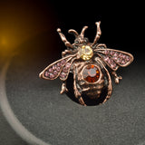 Maxbell Vintage Red Bronze Plated Women Men Crystal Honey Bee Brooch Pin Jewelry