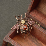 Maxbell Vintage Red Bronze Plated Women Men Crystal Honey Bee Brooch Pin Jewelry