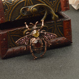 Maxbell Vintage Red Bronze Plated Women Men Crystal Honey Bee Brooch Pin Jewelry