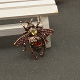 Maxbell Vintage Red Bronze Plated Women Men Crystal Honey Bee Brooch Pin Jewelry