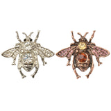 Maxbell Vintage Red Bronze Plated Women Men Crystal Honey Bee Brooch Pin Jewelry