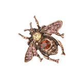 Maxbell Vintage Red Bronze Plated Women Men Crystal Honey Bee Brooch Pin Jewelry