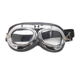 Maxbell Half Helmet Ggoggles , Motorcycle Goggles Black Soft Padded Silver Frame with Driving Mirrored Lens Clear