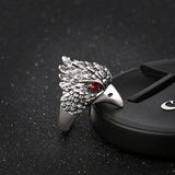 Maxbell Party Jewelry Vintage Ring Silver Crystal Animal Eagle Head Shaped Mens Ring 19mm