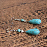 Maxbell Boho Vintage Ethnic Turquoise Water Drop Pendant Earrings Drop Earrings for Women Party