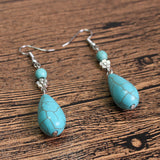 Maxbell Boho Vintage Ethnic Turquoise Water Drop Pendant Earrings Drop Earrings for Women Party