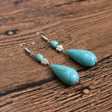 Maxbell Boho Vintage Ethnic Turquoise Water Drop Pendant Earrings Drop Earrings for Women Party
