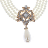 Maxbell Fashion Elegant Multi Layer Chain Choker Elegant Faux Pearl Necklace Pendant for Women